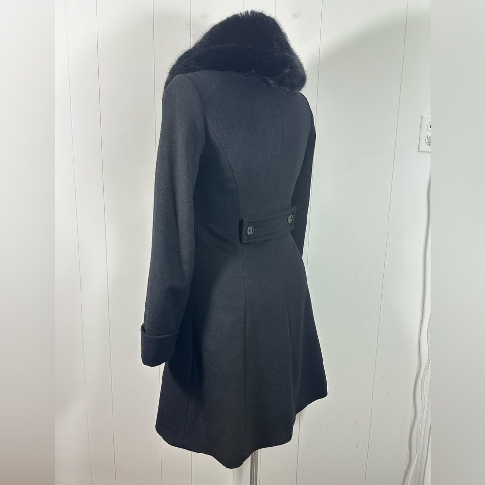 Lauren Ralph Lauren Sz8 Black Wool Blend Faux Fur Collar Walker Coat StyleLR2533 - Picture 9 of 16